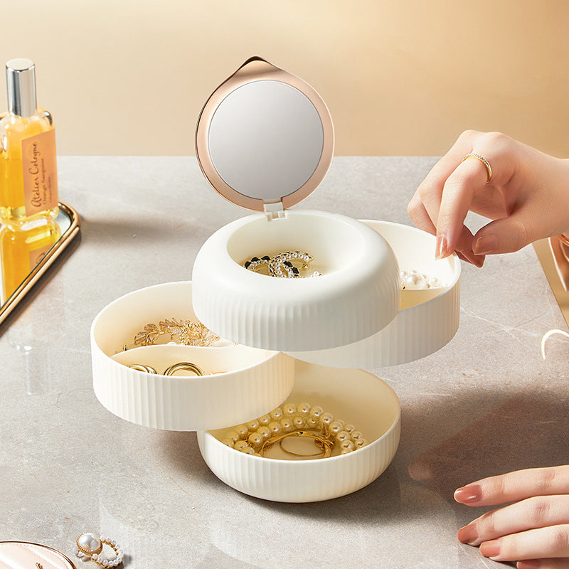 StackGlam – Stabelbar smykkebeholder med flere lag med kompakt spejl og elegant design