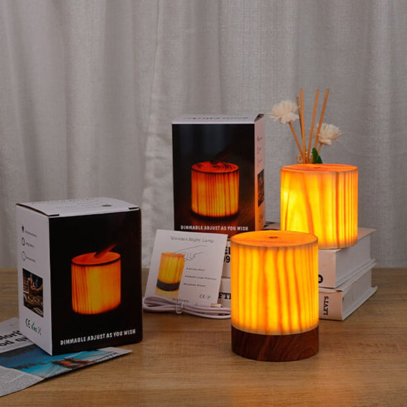 LumaWood – Moderne Træ-LED Touch Bordlampe