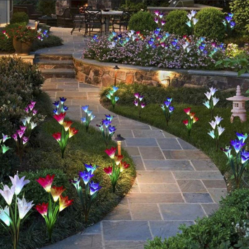 BloomGlow - Solar LED-havebelysning med blomsterdesign til dekorativ udendørs belysning