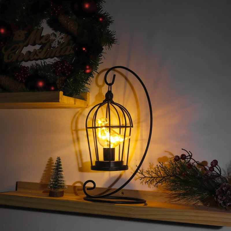 LumeCage – Fuglebur Bordlampe med Batteridrevet Design