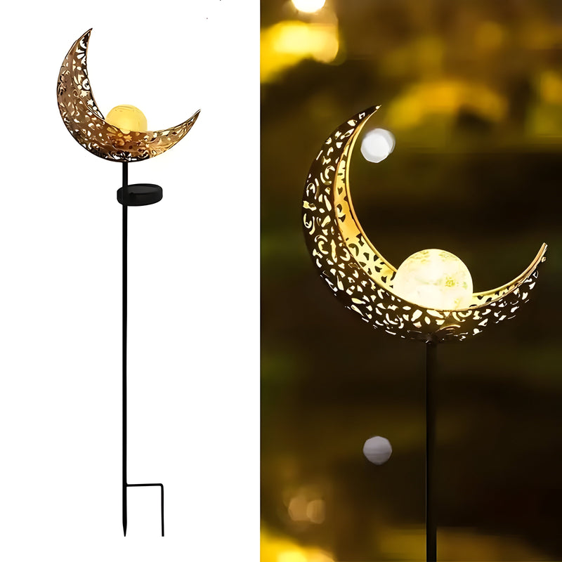 LumiGrove - Dekorativ solcelledrevet havelampe med elegant månedesign og glødende charme