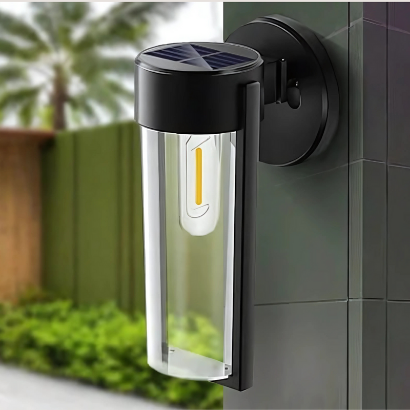 GlowNest - Solcelledrevet Udendørs Væglampe med Moderne Design