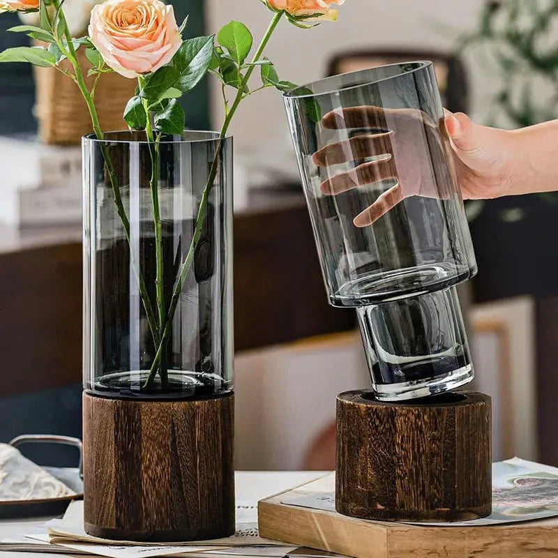 EcoForm – Hydroponisk vase i træ og glas med moderne hjemmedesign