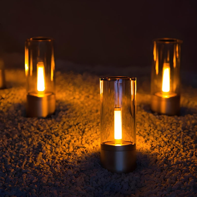AuraGlow – Genopladelig Bordlampe med Glasrørdesign