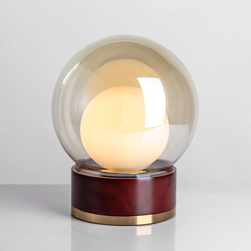 LumiCraft – Håndlavet glasbordlampe med træfod