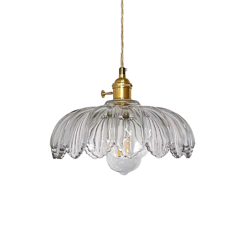 LumiLeaf – Skandinavisk pendel med lotusblad og cylindrisk glas