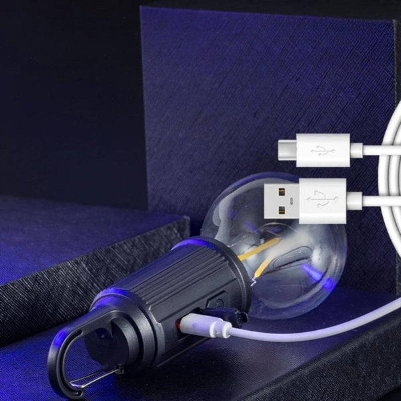 LumeCamp – USB Campinglanterne med Ophængningskrog og Justerbar Lysstyrke