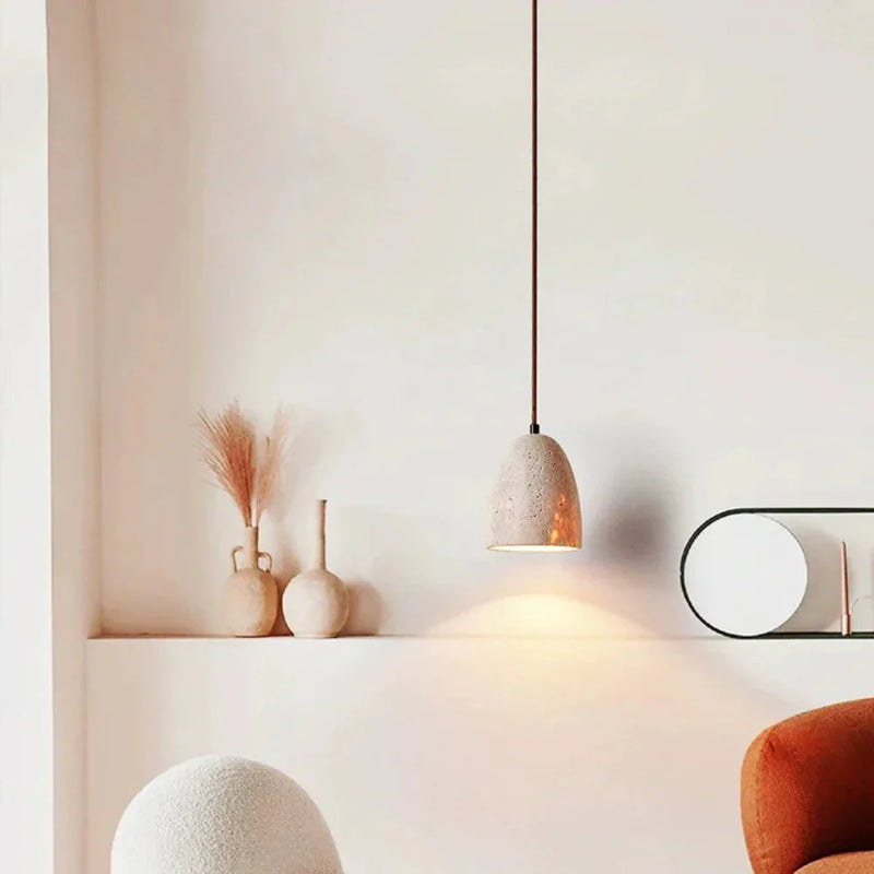 TerraLume – Pendellampe med Naturlig Stenstruktur og Varmt Ambient Lys
