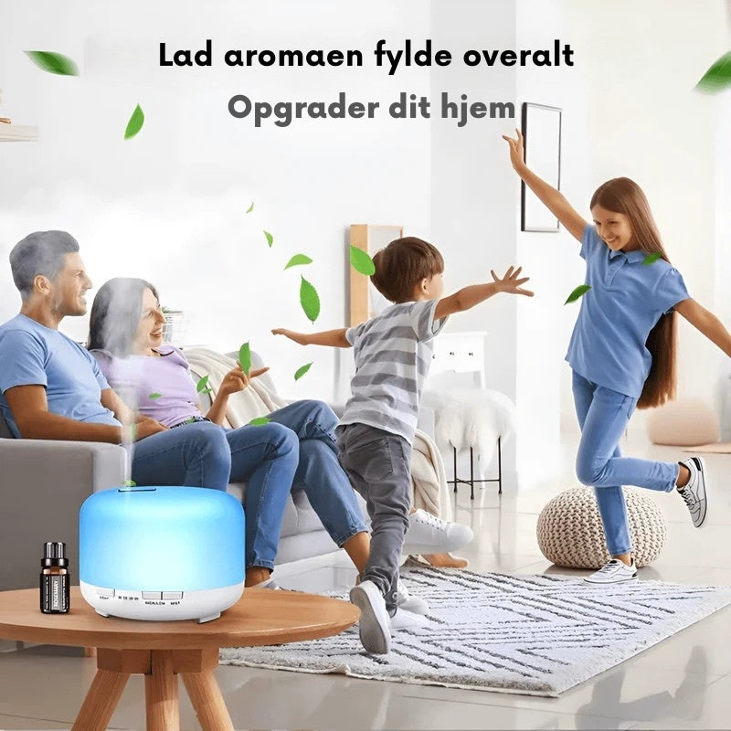 MistVibe – Fjernstyret aromaspreder med Bluetooth-højttaler og omgivende belysning