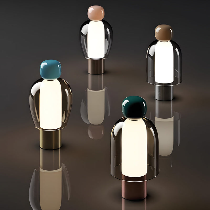 LumiGlow - Trådløs bordlampe med dæmpbar LED og elegant glasdesign
