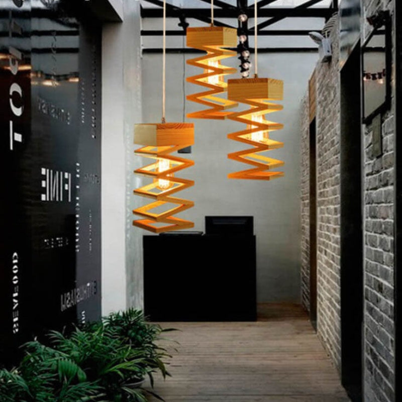 GeoWood – Moderne Geometrisk Pendellampe med Trædesign