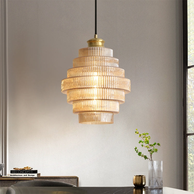 VictorGlow - Antik Pendellampe med Strippet Design til Indendørs Belysning