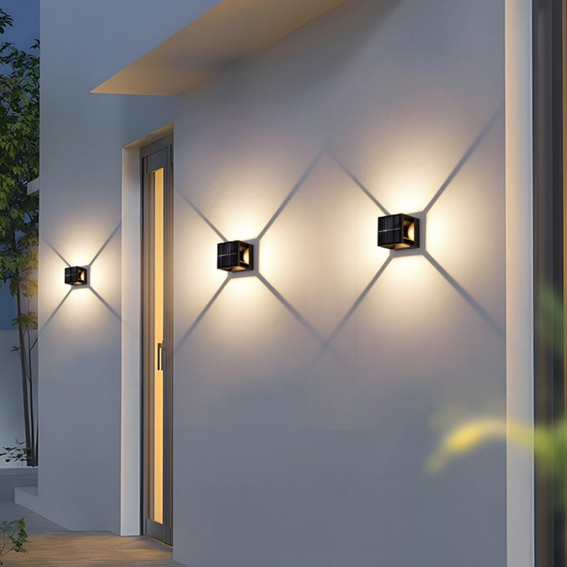 SolarCube – Minimalistisk vandtæt LED-væglampe til udendørs terrasse og hegn