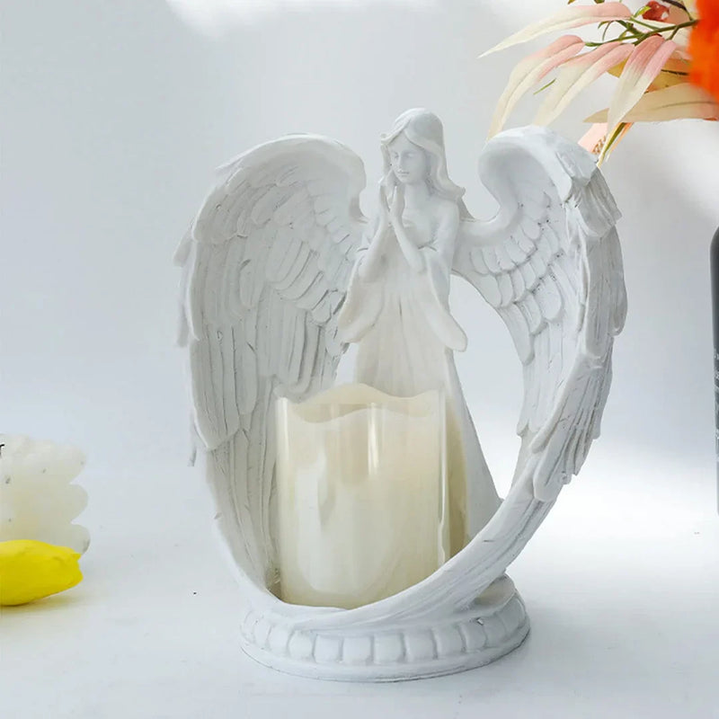 LumiGlow – Elegant englefigur med lysestage for et fredfyldt dekorativt touch
