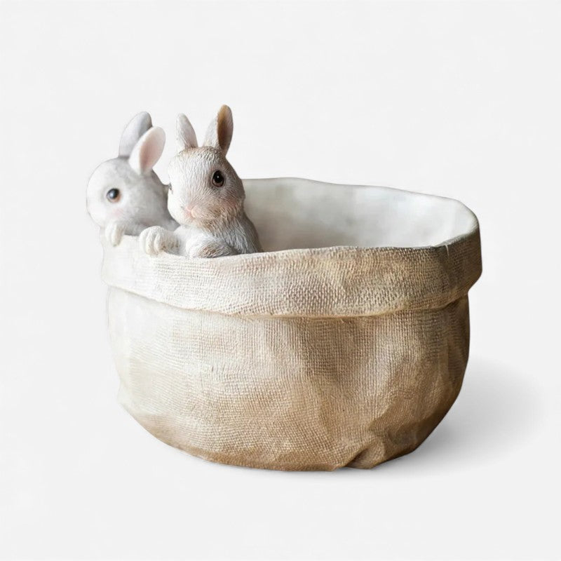 BunniCraft – Dekorativ blomsterpotte med kaninkurv-design