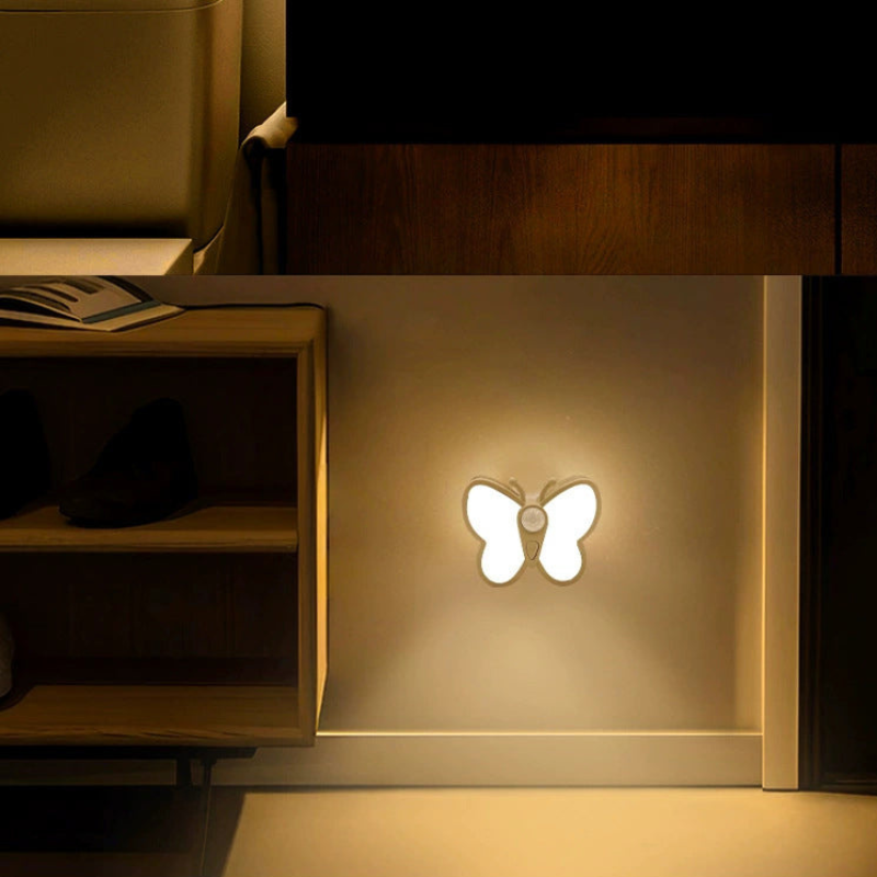 GlowWing – Genopladelig sommerfugl-LED-væglampe med magnetisk design