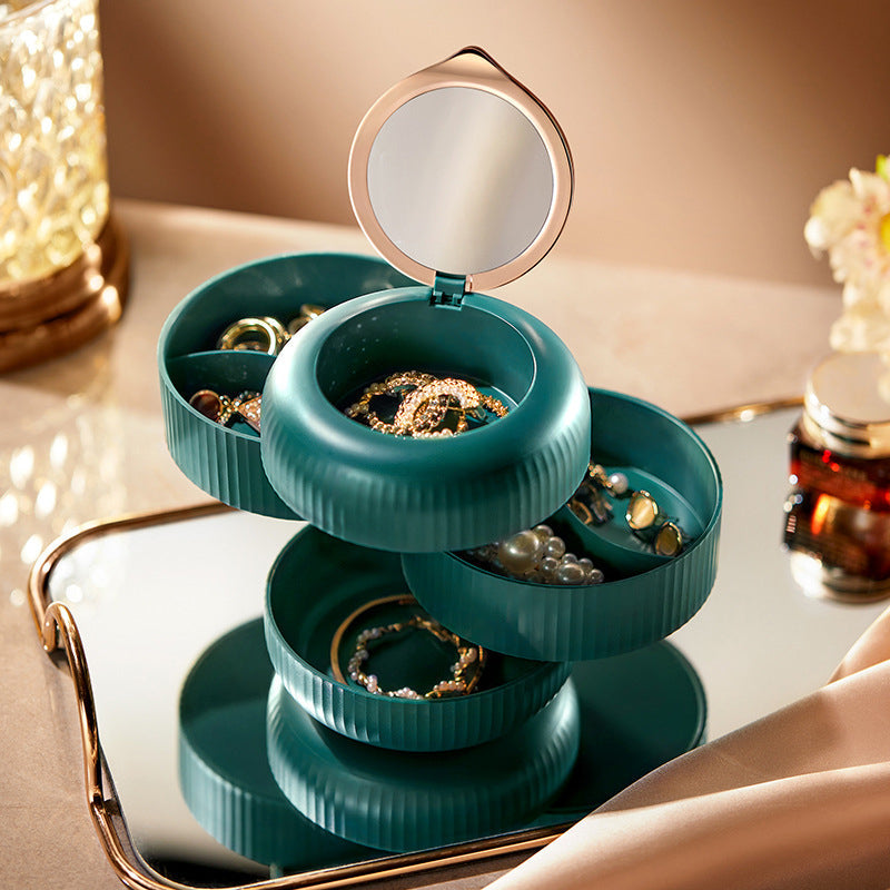 StackGlam – Stabelbar smykkebeholder med flere lag med kompakt spejl og elegant design