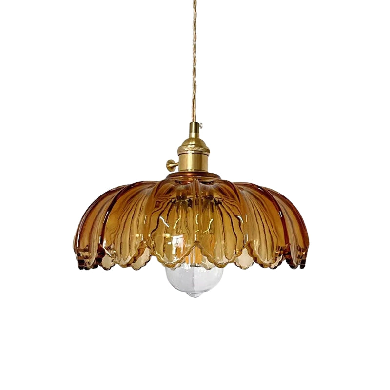 LumiLeaf – Skandinavisk pendel med lotusblad og cylindrisk glas