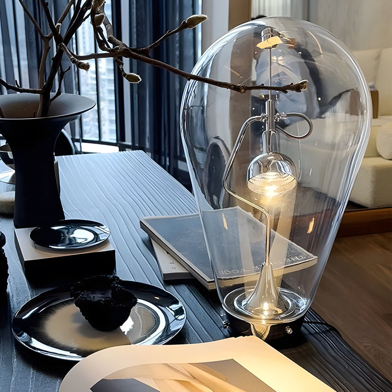 IndustroGlow - Industriel glasbordlampe med berøringsdæmpning og kugleformet design