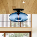 GarnetGlow - Loftslampe med Markant Rød Glaskuppel og Varm Indbydende Belysning
