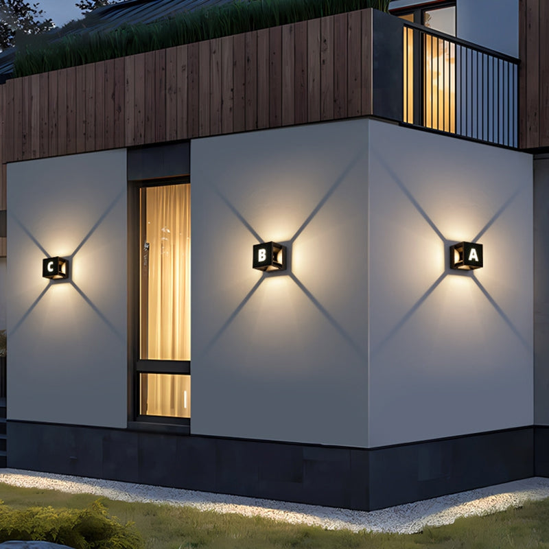SolarCube – Minimalistisk vandtæt LED-væglampe til udendørs terrasse og hegn