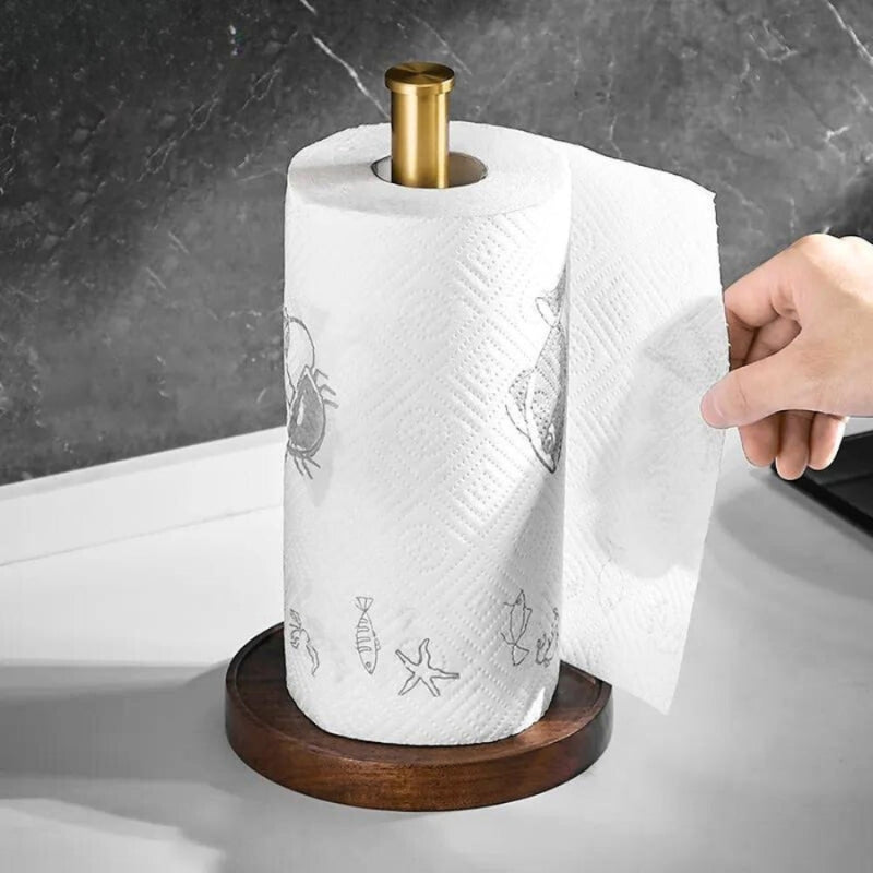 WalnutCraft – Håndlavet Valnød Papirholder med Rustfrit Stål