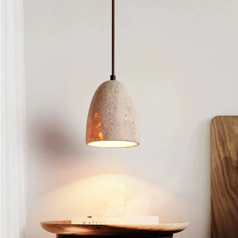 TerraLume – Pendellampe med Naturlig Stenstruktur og Varmt Ambient Lys