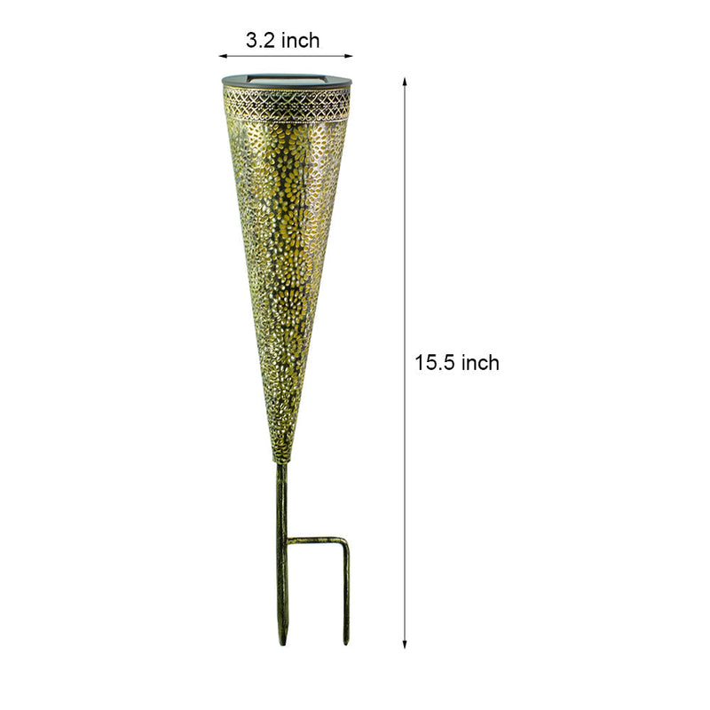 LumoFlora - 2-Pack koniske solcellelamper med blomstermønsterstake