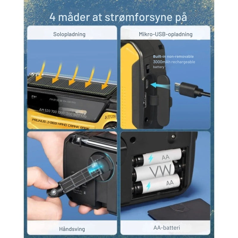 PrepMate - Bærbar nødradio og powerbank til overlevelse og friluftsliv