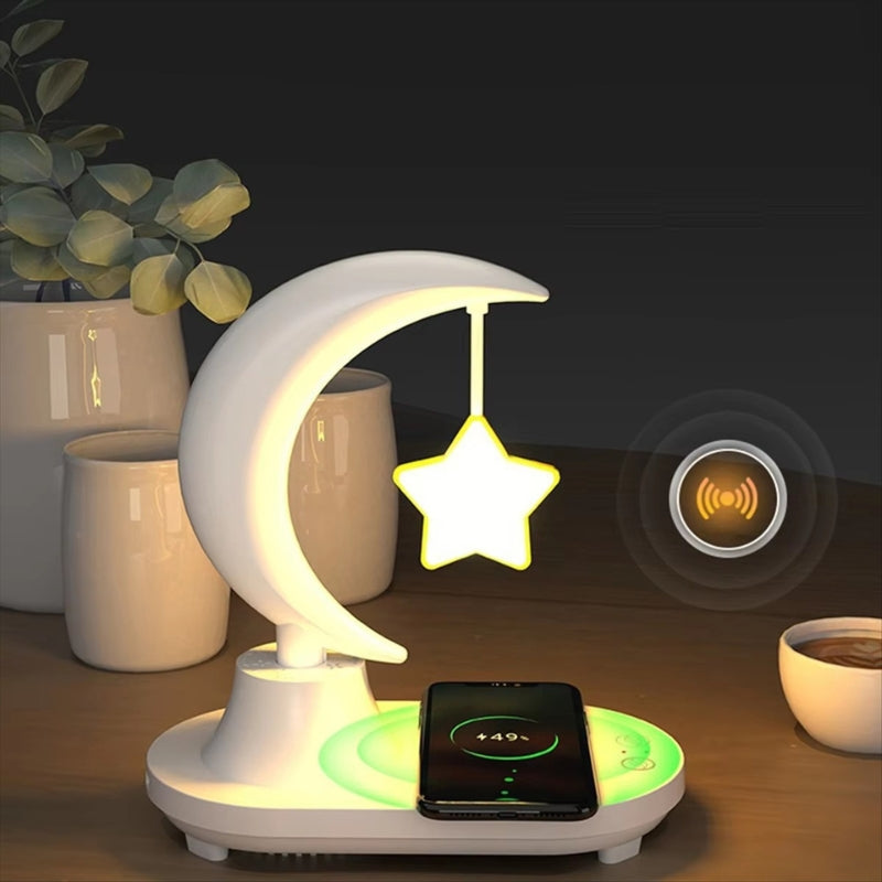 LunaGlow – Moderne Art Deco Bordlampe formet som Måne med LED