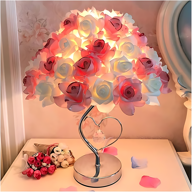 RoseGlow – Dekorativ lampe med elegant blomsterdesign og stilfuld base til ethvert rum