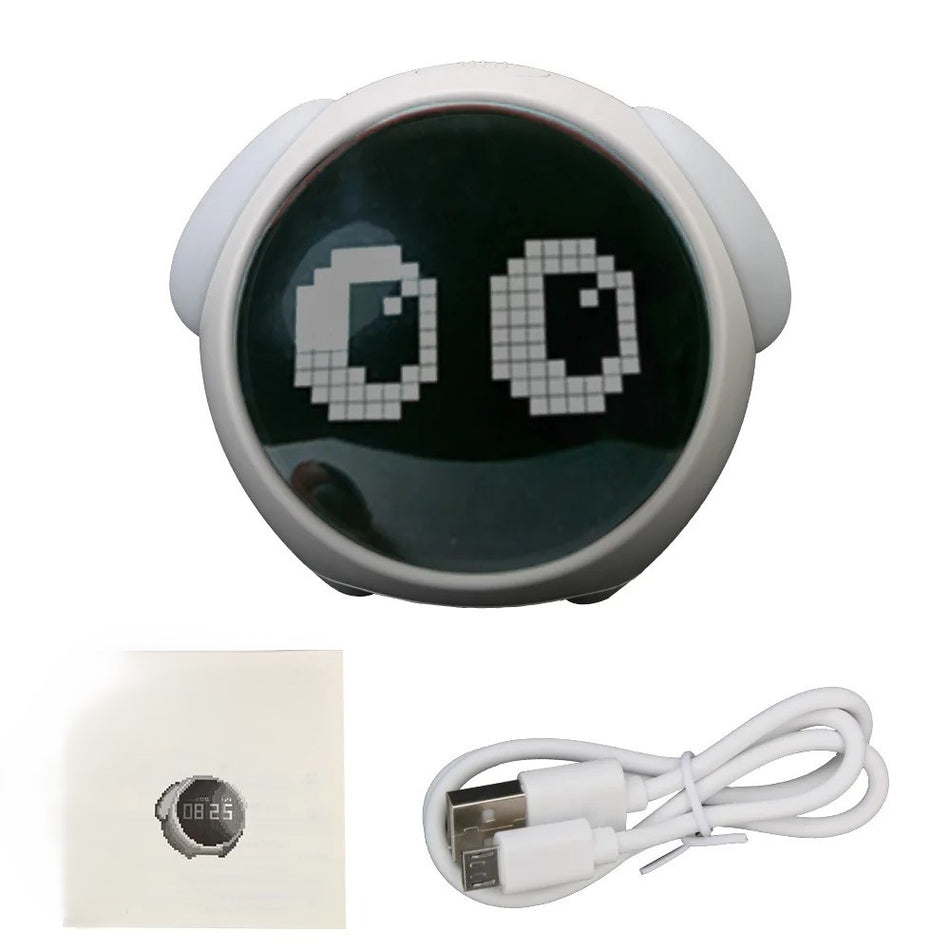 PixelTime - Sødt LED-vækkeur med udtryksfuldt digitalt ansigt
