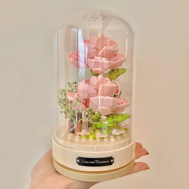 GlassTune - Elegant rosa spilledåse med kreativt display til dekorativ charme i hjemmet