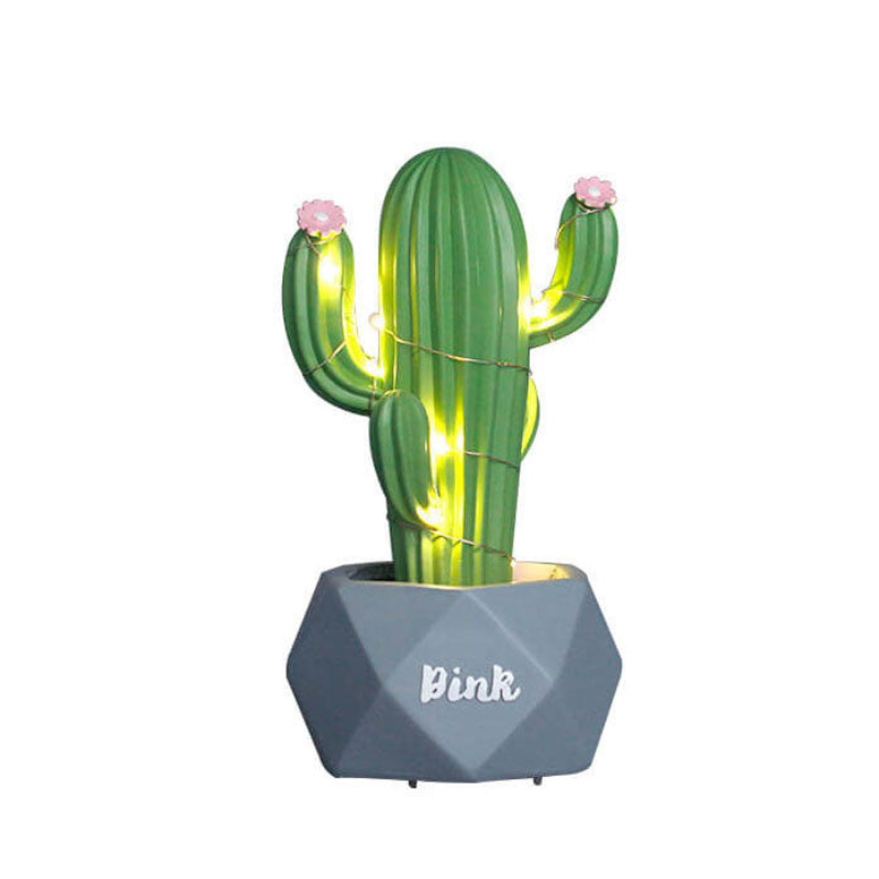 GlowCactus – LED-natbordslampe i kaktusform af harpiks