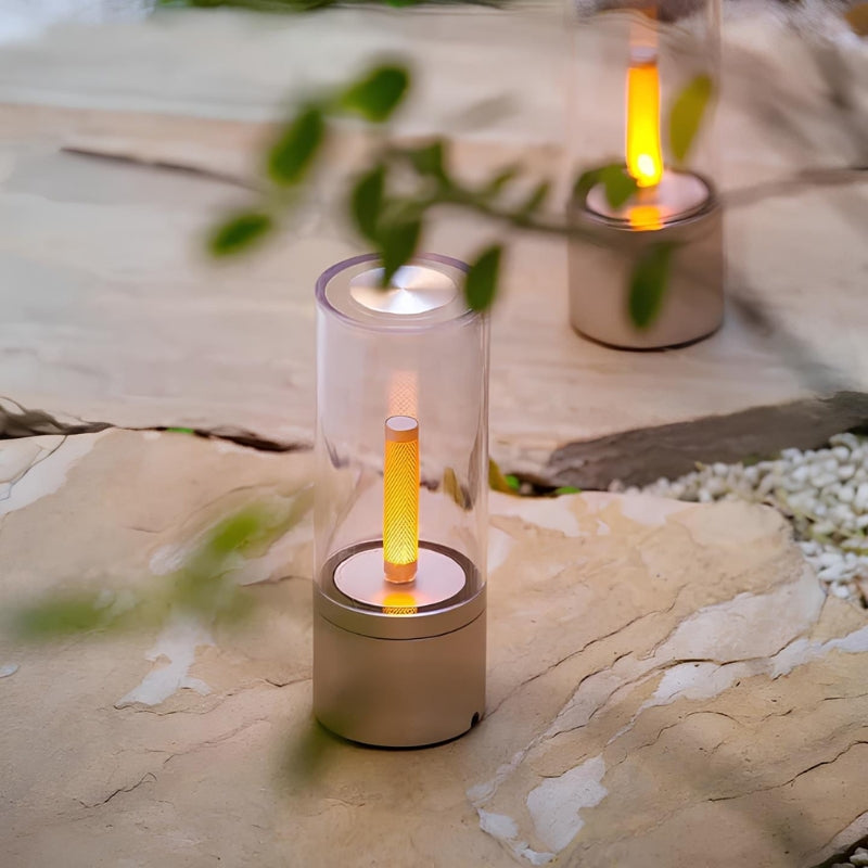 AuraGlow – Genopladelig Bordlampe med Glasrørdesign