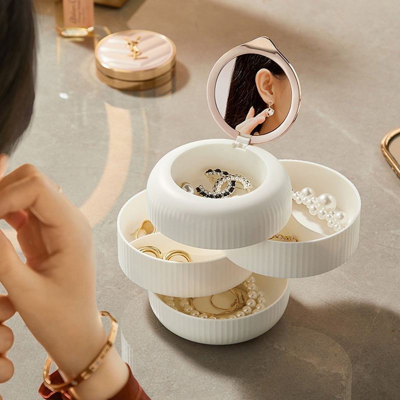 StackGlam – Stabelbar smykkebeholder med flere lag med kompakt spejl og elegant design
