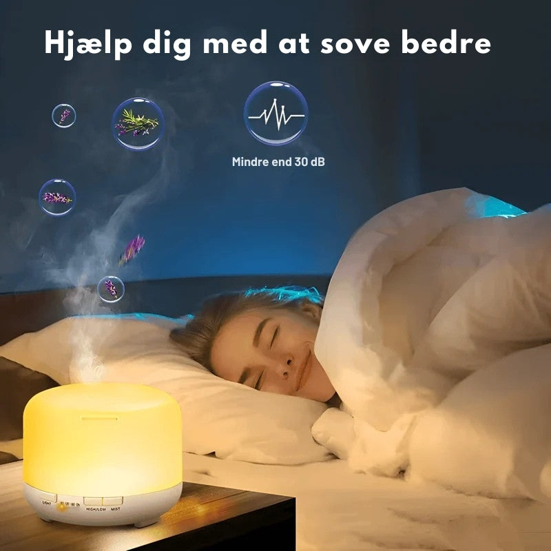 MistVibe – Fjernstyret aromaspreder med Bluetooth-højttaler og omgivende belysning