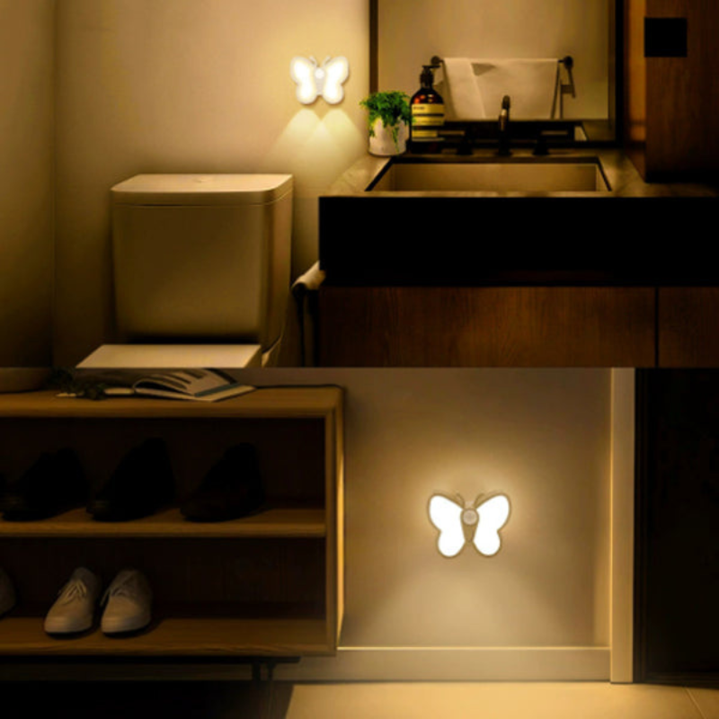 GlowWing – Genopladelig sommerfugl-LED-væglampe med magnetisk design