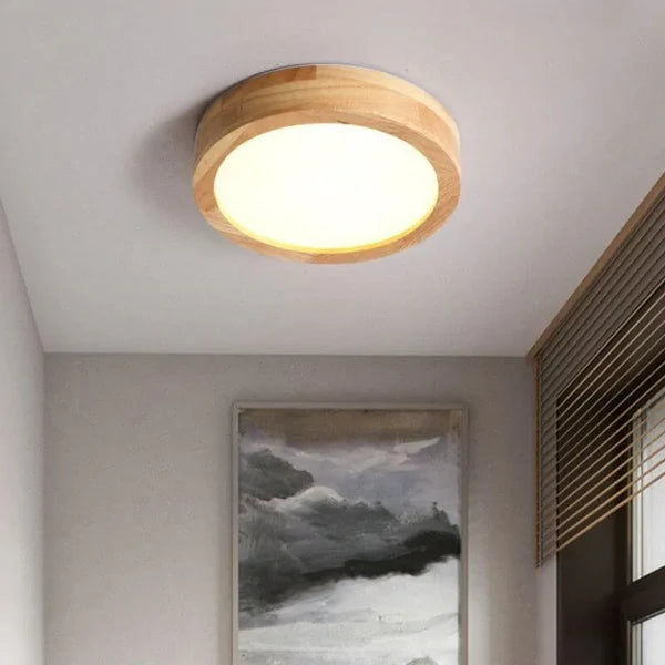 NaturaLuxe - Elegant rund LED-loftslampe i træ