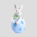BunnyLuxe – Håndlavet kaninpar-ornament med æg i puttet æg til elegant påskedekoration