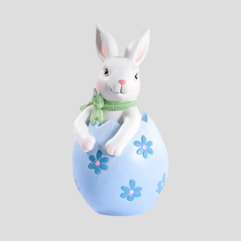 BunnyLuxe – Håndlavet kaninpar-ornament med æg i puttet æg til elegant påskedekoration