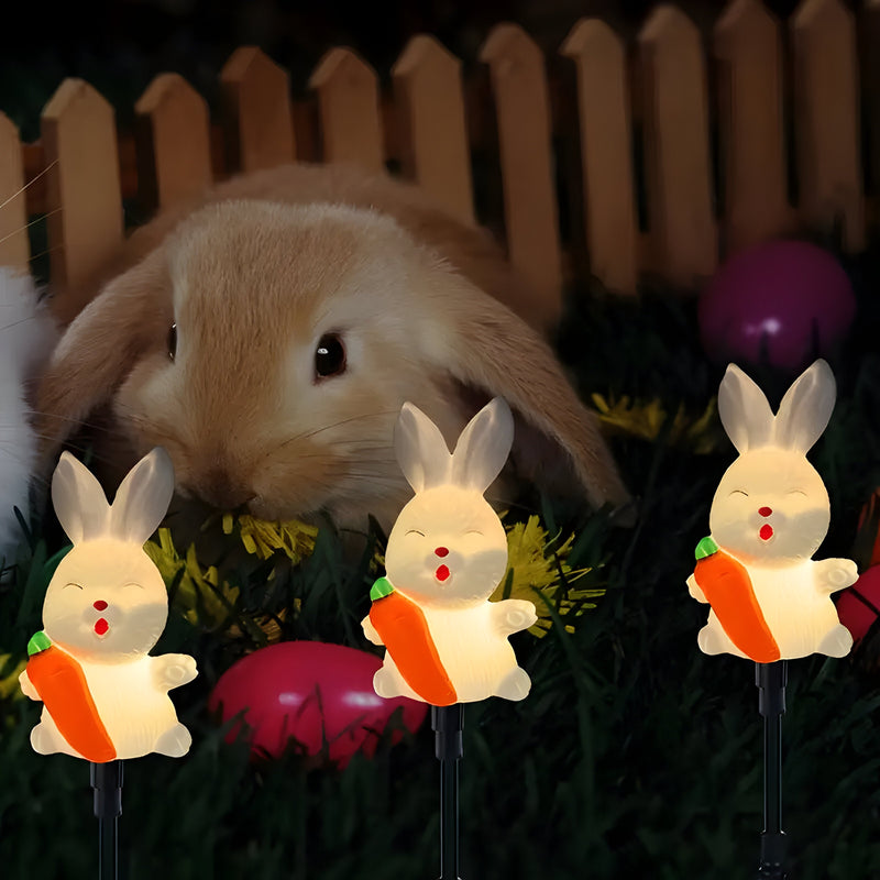 BunnyGlow - Sæt med 6 solcelledrevne påskeharelys med glødende festlig charme