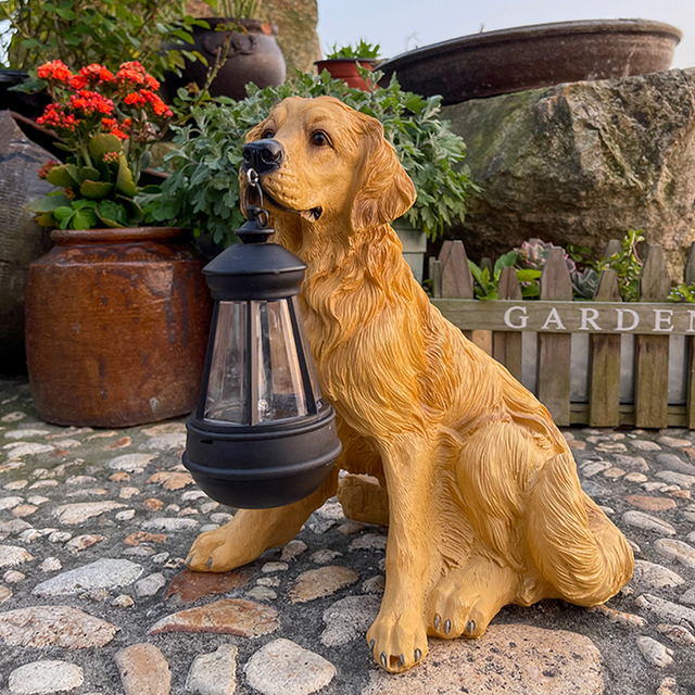 PuppyGlow –Solar Lanterne Med Playful Hundestatue til Udendørs Charme