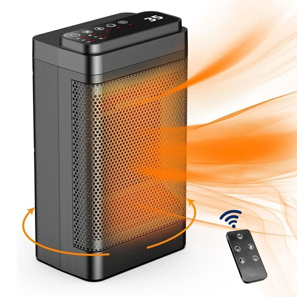 HeatFlow – Kompakt elektrisk varmelegeme med gitterfront og fjernbetjening