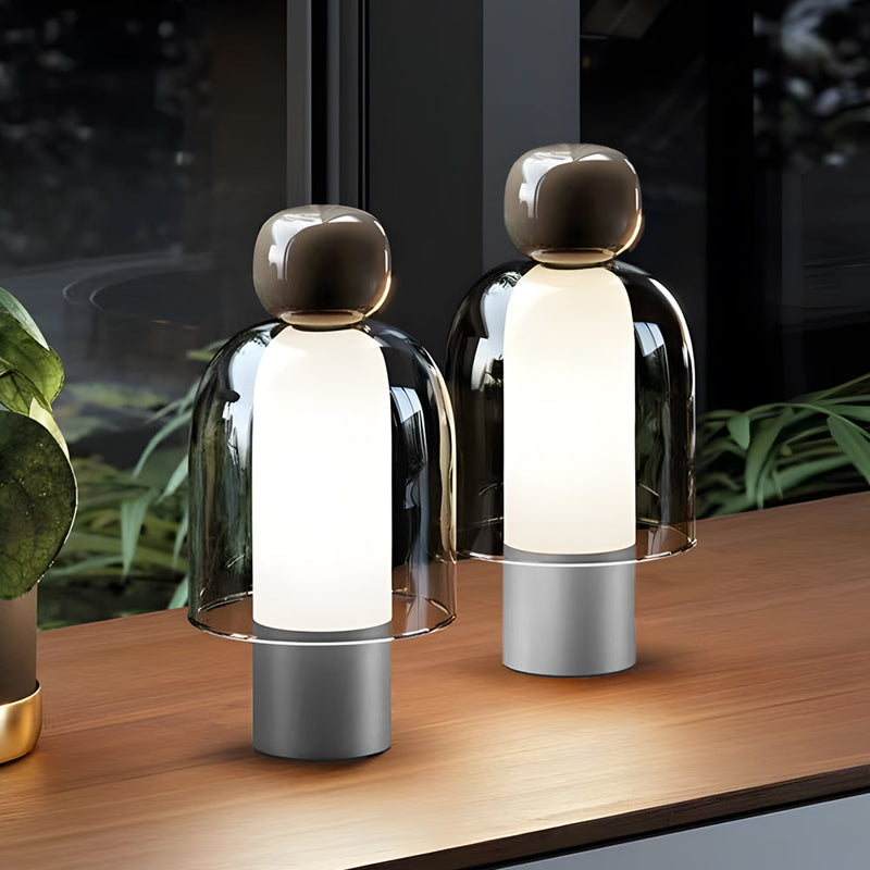 LumiGlow - Trådløs bordlampe med dæmpbar LED og elegant glasdesign