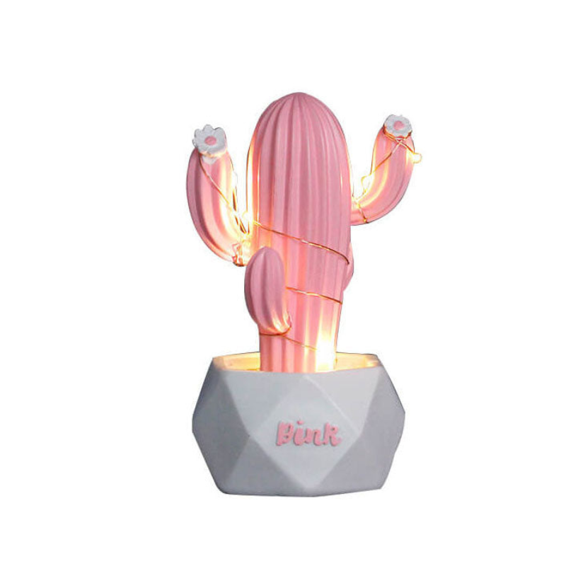 GlowCactus – LED-natbordslampe i kaktusform af harpiks