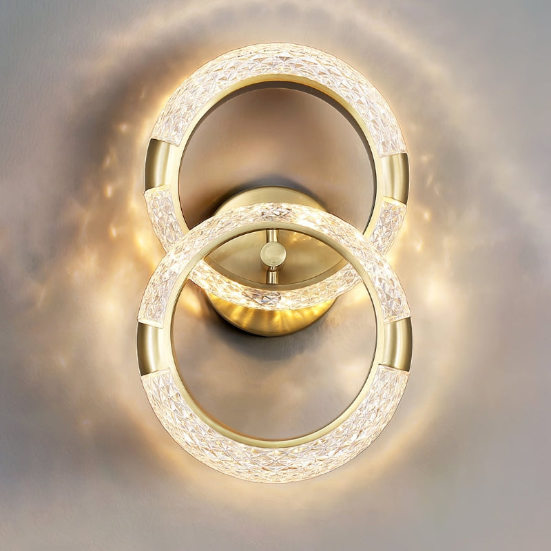 CrystalAura – Rund LED-væglampe med guldfinish