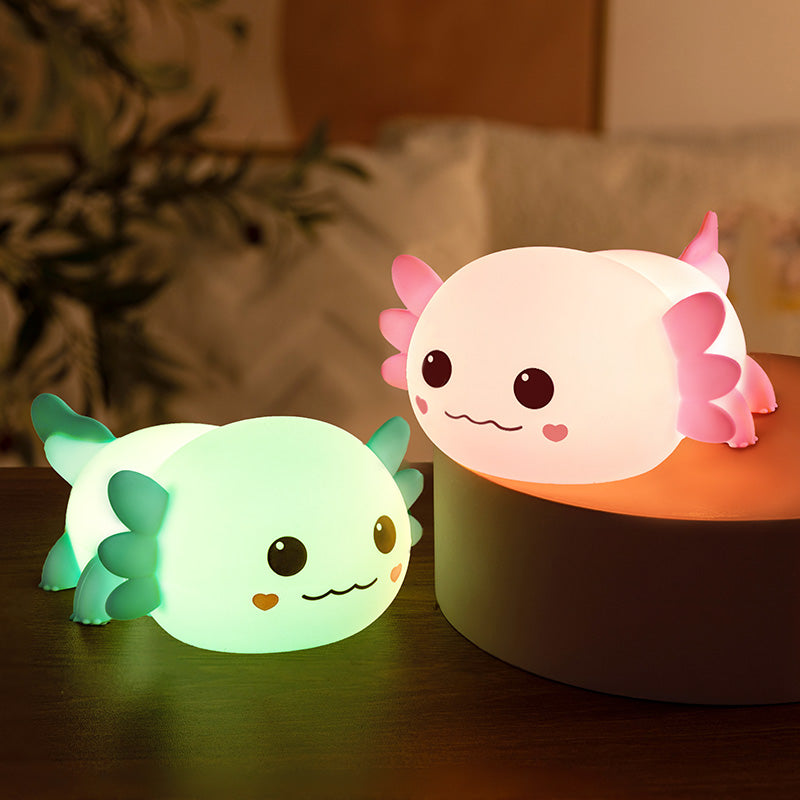 AxolotlGlow – Axolotl-formet LED-natlys med funklende glød for en afslappende stemning