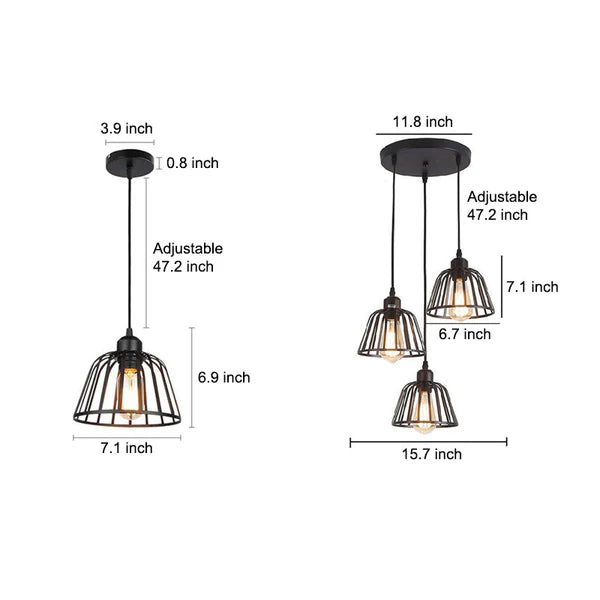 IronCage - Vintage inspireret sort LED lysekrone