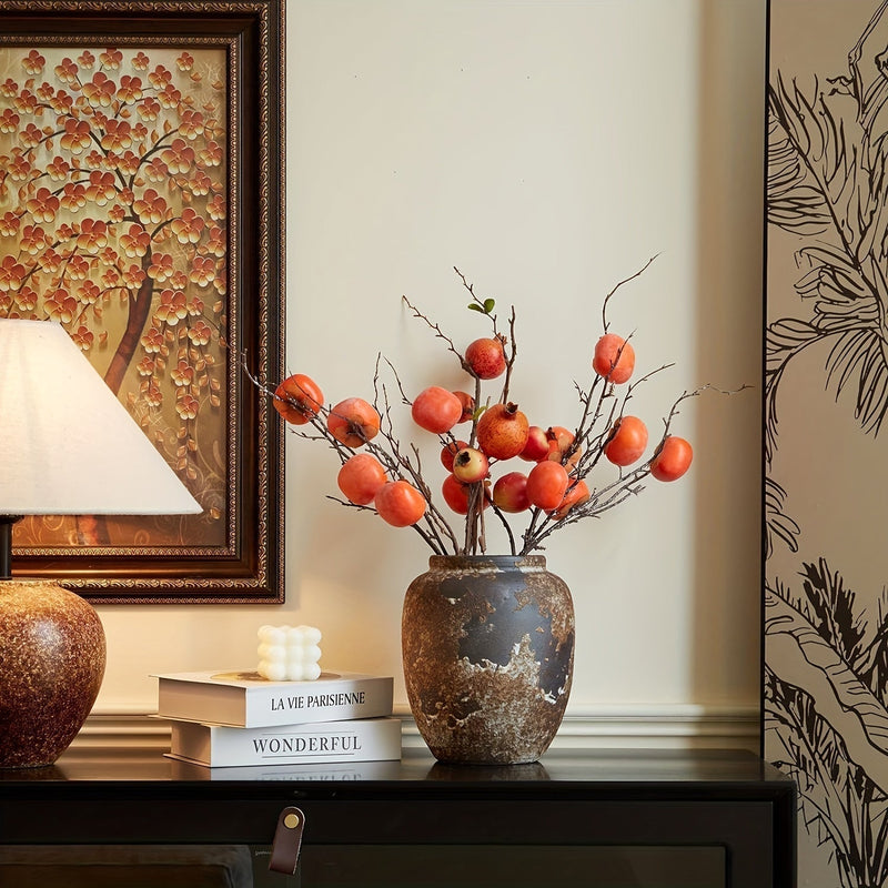 FruitBranch – Kunstnerisk dekorativ vase med tekstureret finish og frugtinspirerede stilke
